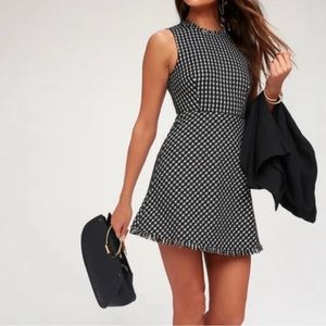 Lulus Black + White Plaid Mini Dress